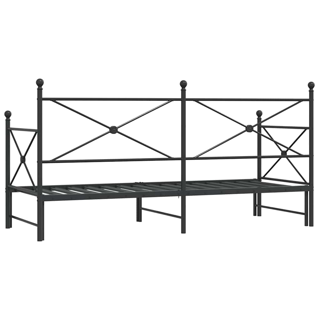 Tagesbett Ausziehbar ohne Matratze Schwarz 90x190 cm Stahl