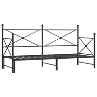 Tagesbett Ausziehbar ohne Matratze Schwarz 90x200 cm Stahl