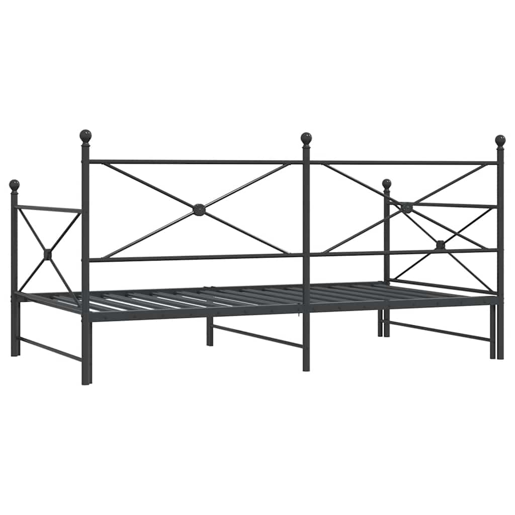 Tagesbett Ausziehbar ohne Matratze Schwarz 100x190 cm Stahl