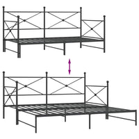 Tagesbett Ausziehbar ohne Matratze Schwarz 100x190 cm Stahl