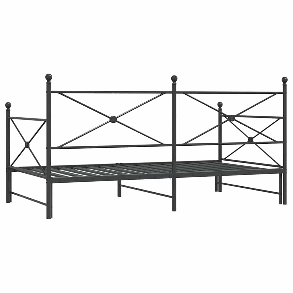 Tagesbett Ausziehbar ohne Matratze Schwarz 100x200 cm Stahl