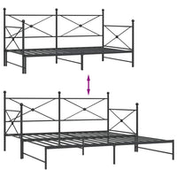 Tagesbett Ausziehbar ohne Matratze Schwarz 100x200 cm Stahl