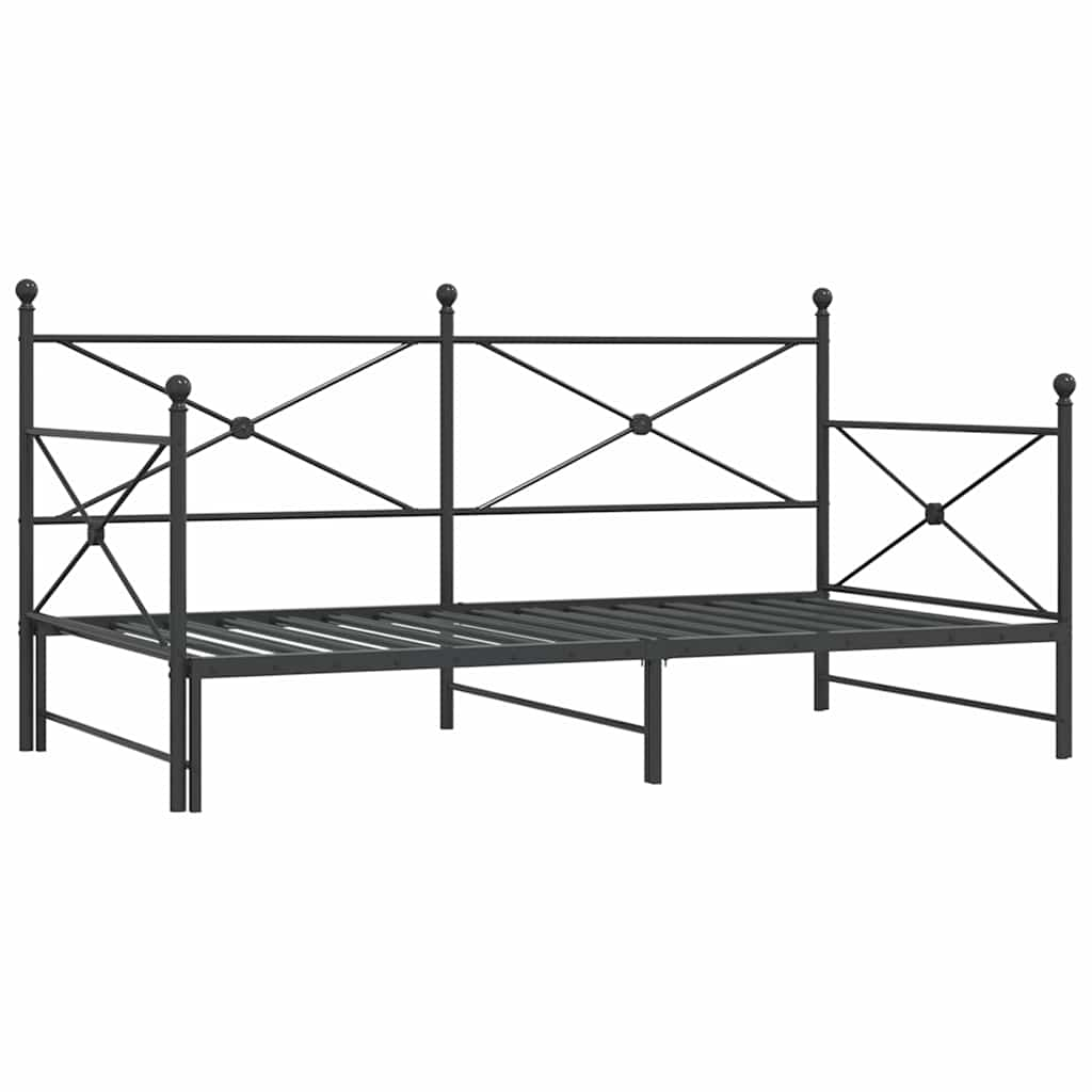 Tagesbett Ausziehbar ohne Matratze Schwarz 107x203 cm Stahl