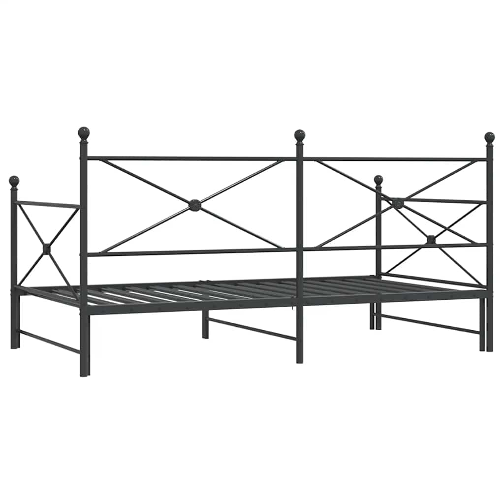 Tagesbett Ausziehbar ohne Matratze Schwarz 107x203 cm Stahl