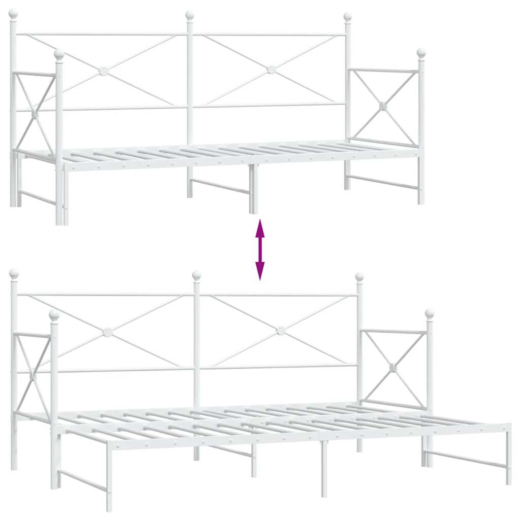 Tagesbett Ausziehbar ohne Matratze Weiß 75x190 cm Stahl