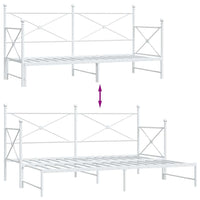 Tagesbett Ausziehbar ohne Matratze Weiß 90x190 cm Stahl