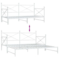 Tagesbett Ausziehbar ohne Matratze Weiß 100x200 cm Stahl