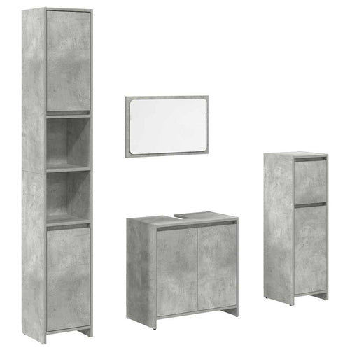 4-tlg. Badmöbel-Set Betongrau Holzwerkstoff