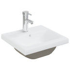 Waschbeckenunterschrank mit Einbaubecken Wasserhahn Betongrau