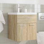 Waschbeckenunterschrank Einbaubecken Wasserhahn Sonoma-Eiche