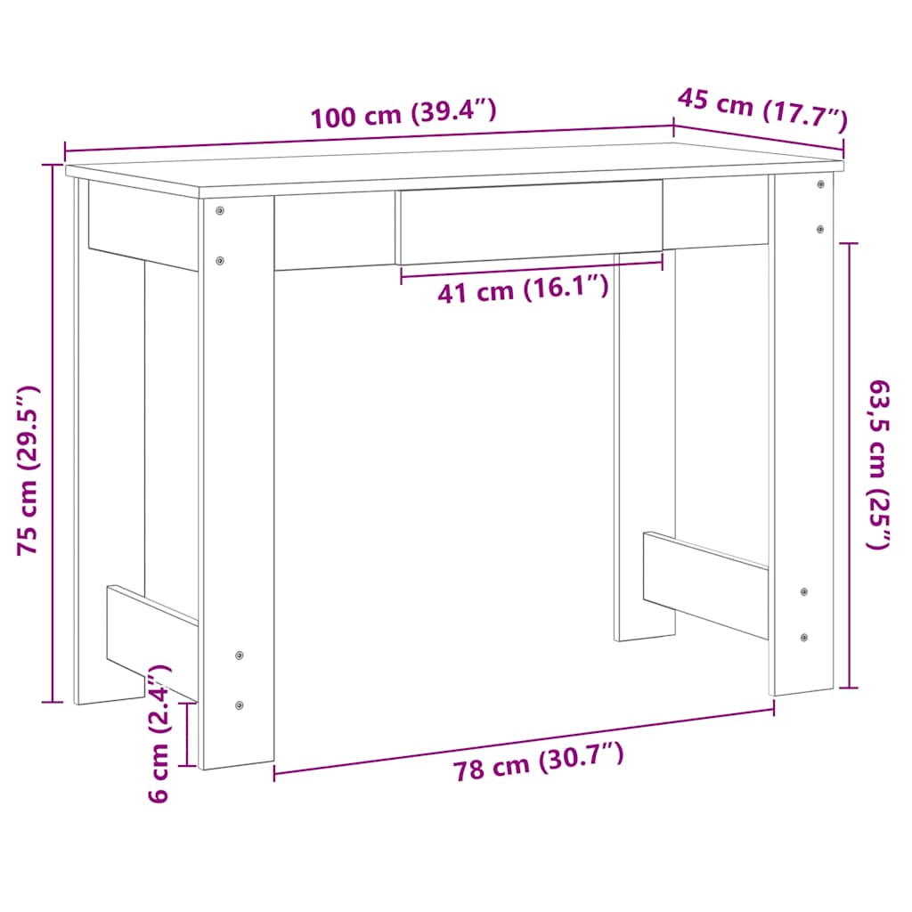 Schreibtisch Schwarz 100x45x75 cm Holzwerkstoff