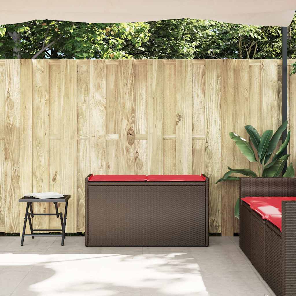 Outdoor-Sitzbank mit Stauraum und Kissen Braun 100 cm