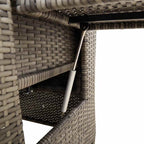 Gartensessel mit Beistelltisch Verstellbar Grau Poly Rattan