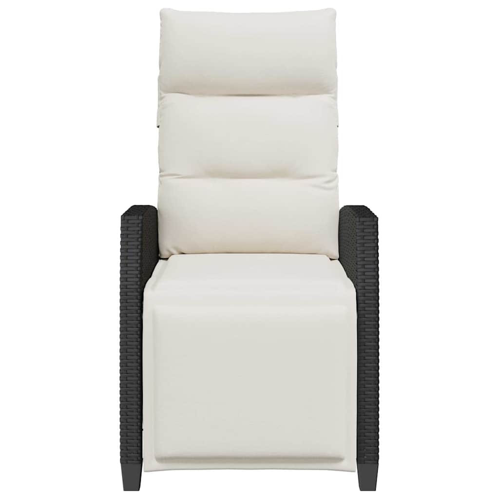 Gartensessel mit Beistelltisch Verstellbar Schwarz Poly Rattan