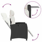 Gartensessel mit Beistelltisch Verstellbar Schwarz Poly Rattan