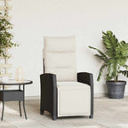 Gartensessel mit Beistelltisch Verstellbar Schwarz Poly Rattan