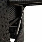 Gartensessel mit Beistelltisch Verstellbar Schwarz Poly Rattan
