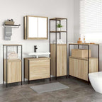 Badezimmermöbel-Set mit Regal mit Tür 5 pcs Beige Holzwerkstoff