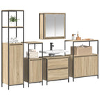 Badezimmermöbel-Set mit Regal mit Tür 5 pcs Beige Holzwerkstoff