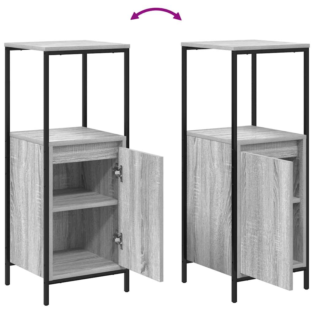 Badezimmermöbel-Set mit Regal mit Tür 5 pcs Grau Holzwerkstoff