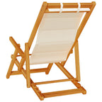 Strandstuhl mit Armlehnen Klappbar Creme Akazienholz Textilene
