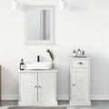 Badezimmermöbel-Set 3 pcs Antik Weiß Massives Kiefernholz
