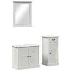 Badezimmermöbel-Set 3 pcs Antik Weiß Massives Kiefernholz