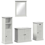 Badezimmermöbel-Set 4 pcs Antik Weiß Massives Kiefernholz