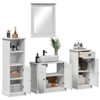 Badezimmermöbel-Set 4 pcs Antik Weiß Massives Kiefernholz