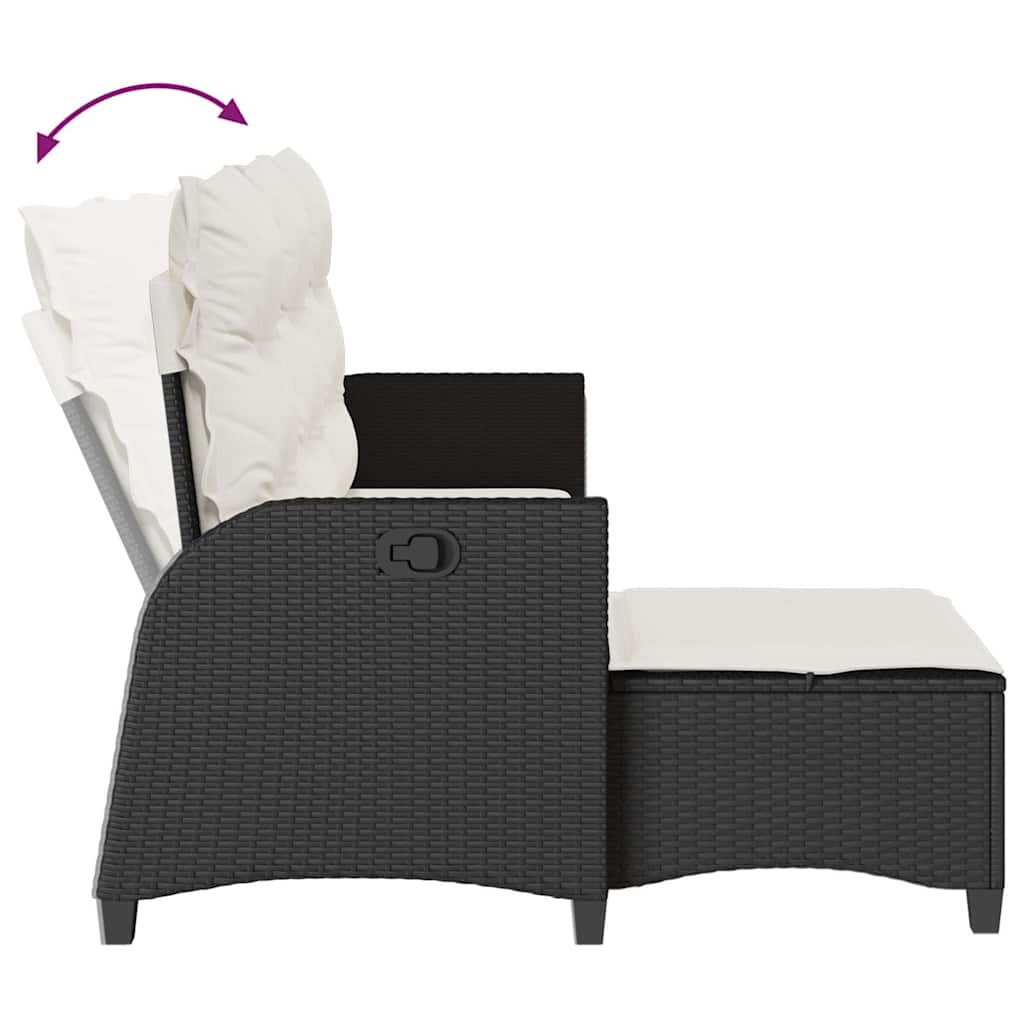 3tlg. Garten-Sofagarnitur mit Kissen L-Form Schwarz Poly Rattan