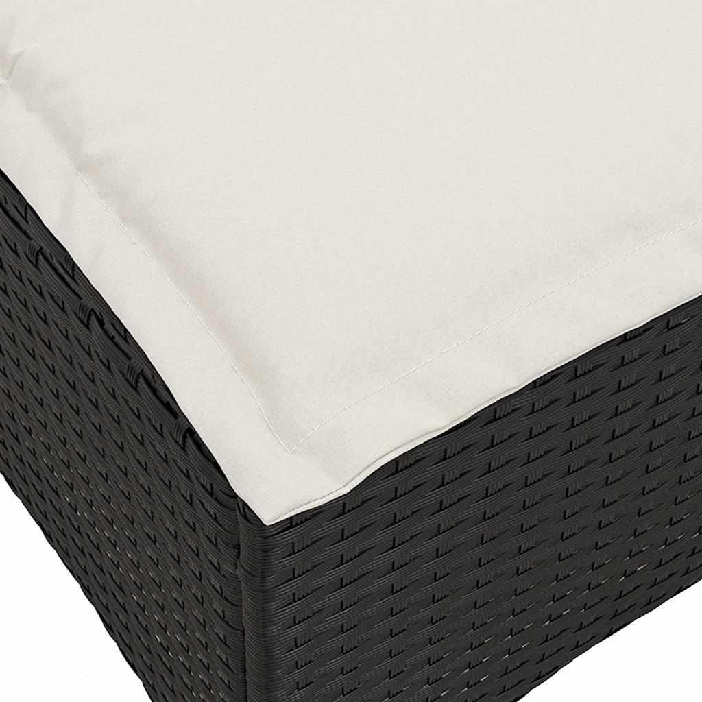3tlg. Garten-Sofagarnitur mit Kissen L-Form Schwarz Poly Rattan