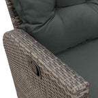 3-tlg. Garten-Sofagarnitur mit Kissen L-Form Grau Poly Rattan