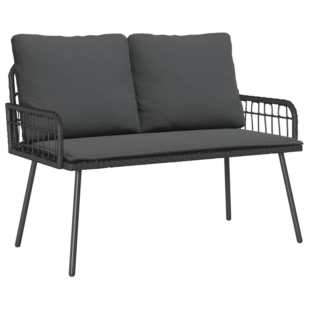 Garten Essgruppe mit Kissen 2 pcs Schwarz Poly-Rattan