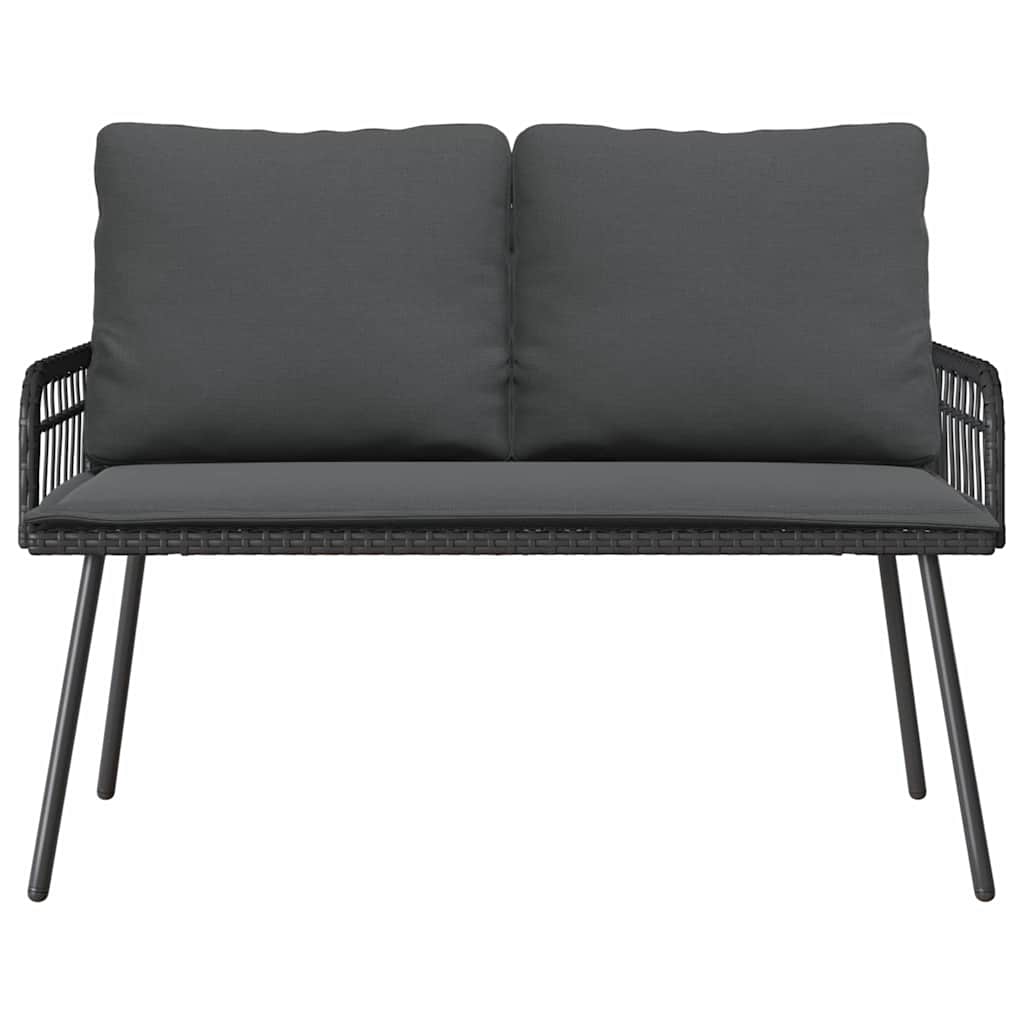 Garten Essgruppe mit Kissen 2 pcs Schwarz Poly-Rattan