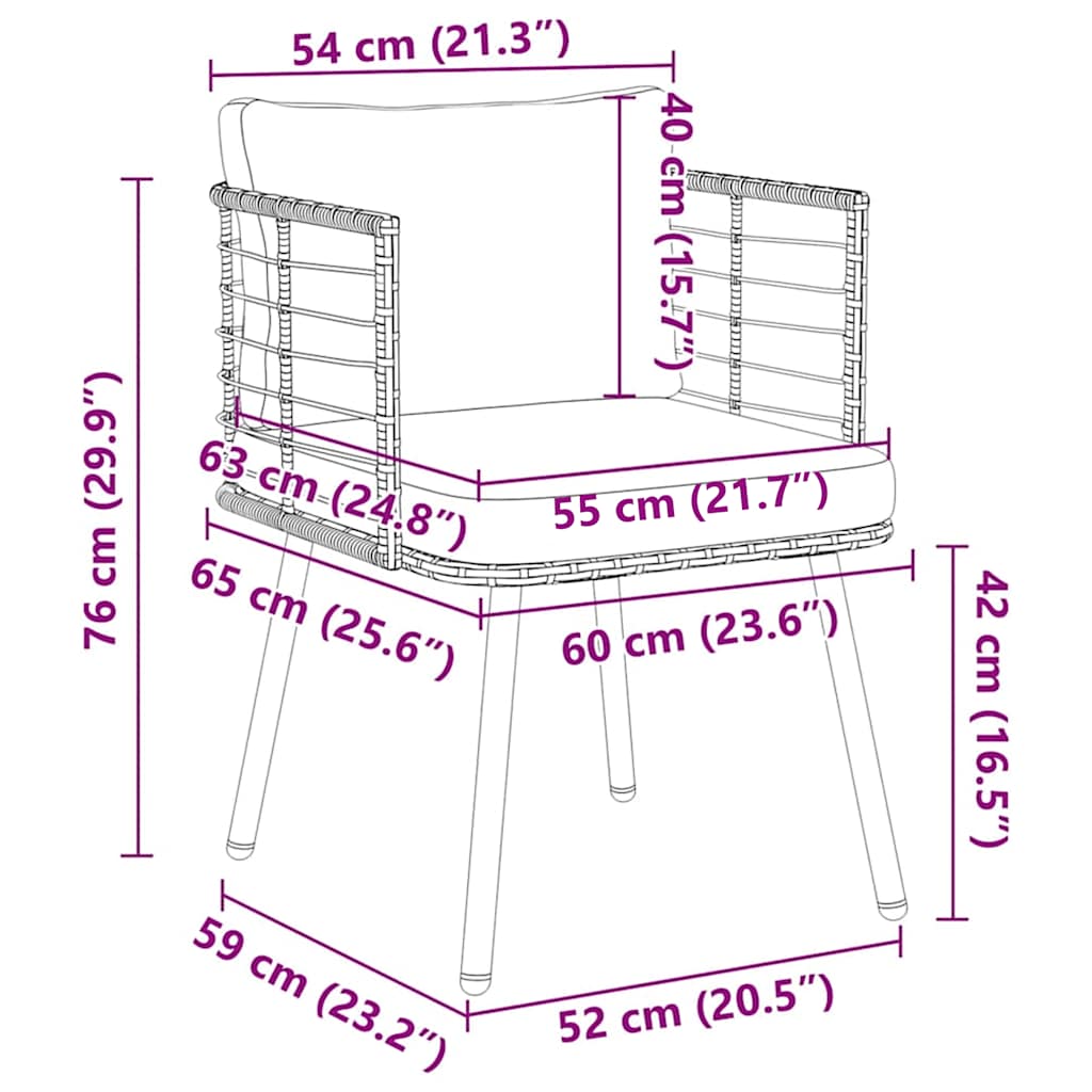 Gartenstühle 2 Stk. mit Kissen Natur Poly Rattan