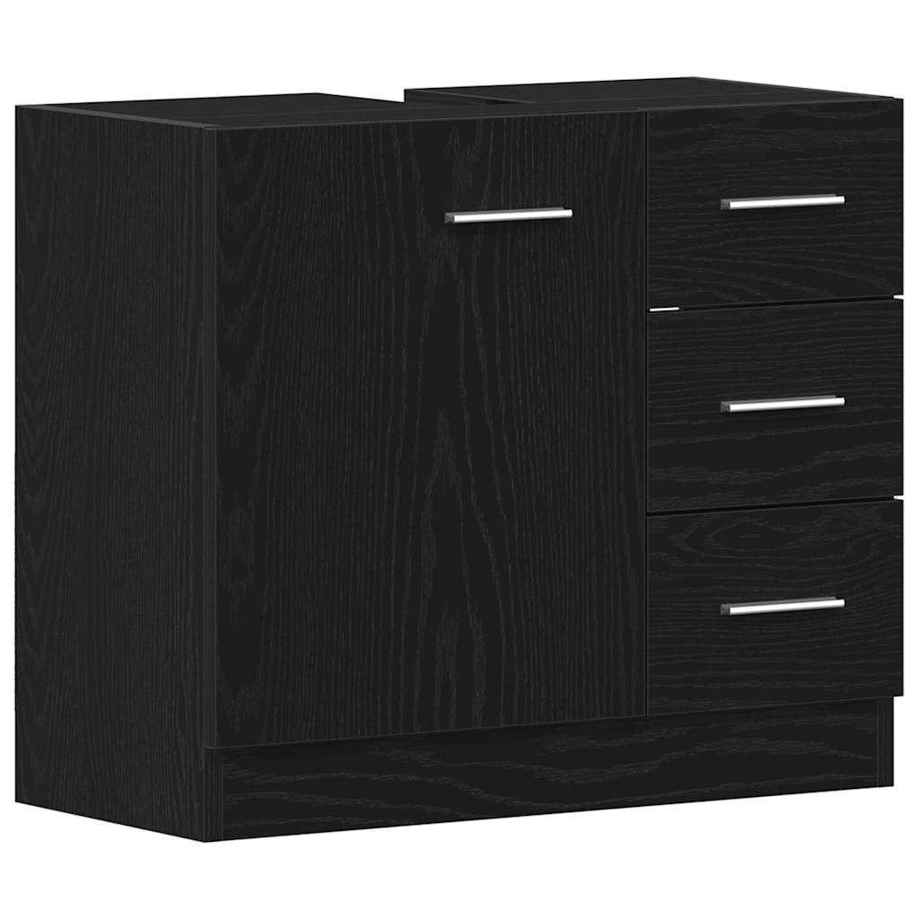 Waschbeckenunterschrank Schwarz Eichen-Optik 63x30x54 cm