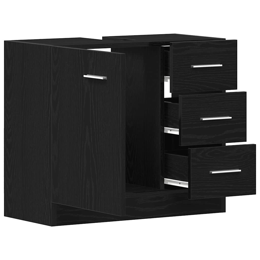 Waschbeckenunterschrank Schwarz Eichen-Optik 63x30x54 cm