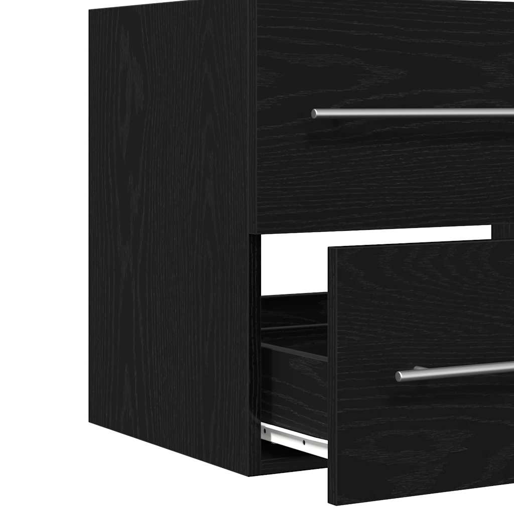 Waschbeckenunterschrank Schwarz Eichen-Optik 60x38,5x48 cm