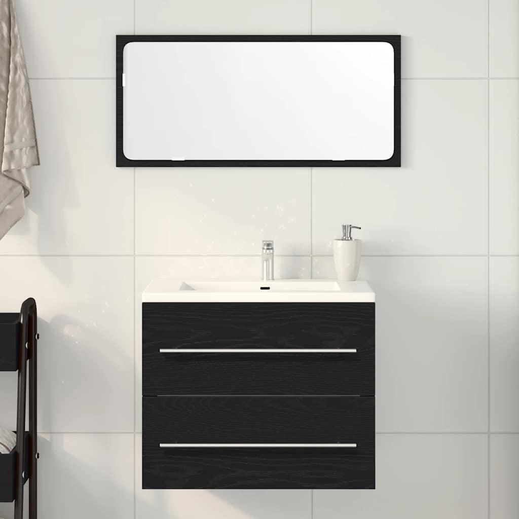 Waschbeckenunterschrank Schwarz Eichen-Optik 60x38,5x48 cm
