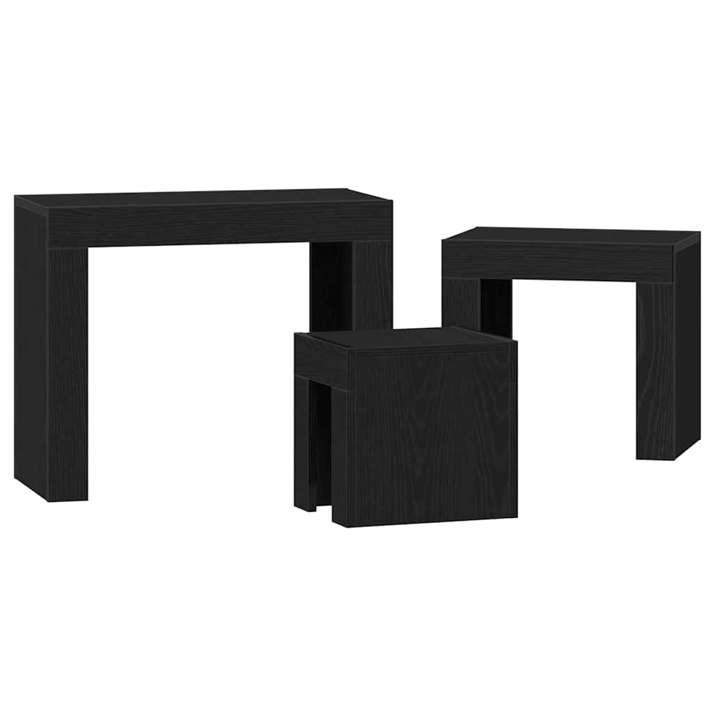 Satztische 3 pcs Schwarz Eichen-Optik Holzwerkstoff