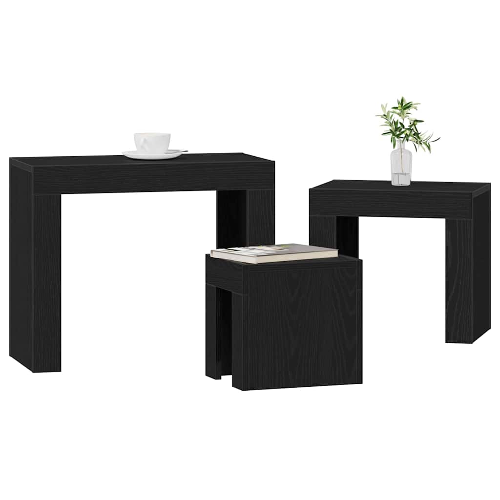 Satztische 3 pcs Schwarz Eichen-Optik Holzwerkstoff