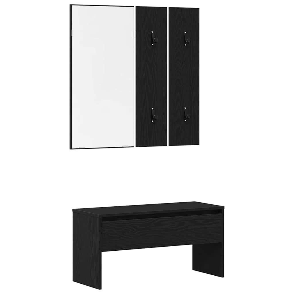 Flurmöbel-Set 4 pcs Schwarz Eichen-Optik Holzwerkstoff