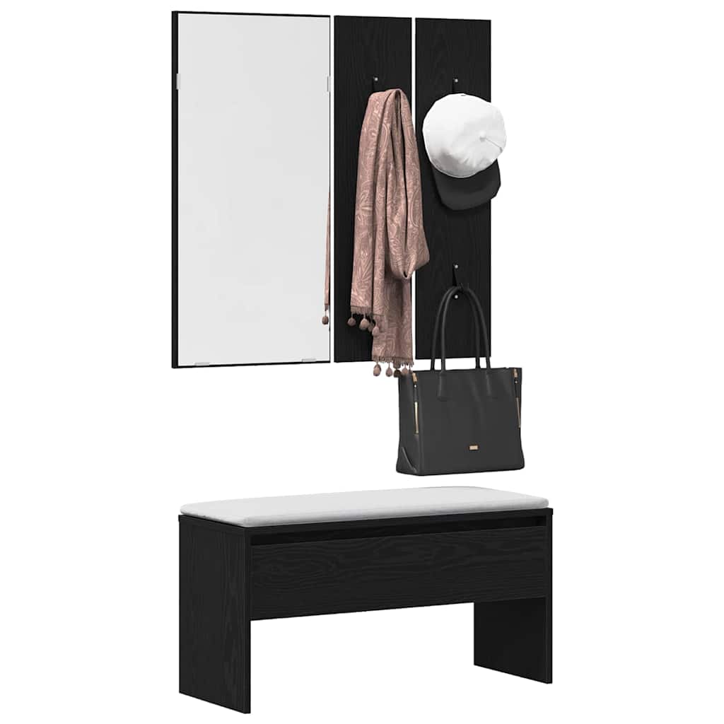 Flurmöbel-Set 4 pcs Schwarz Eichen-Optik Holzwerkstoff
