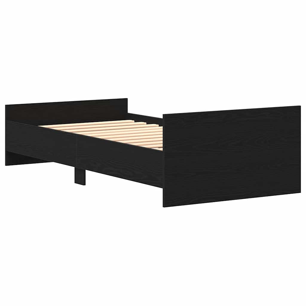 Bettgestell ohne Matratze Schwarz Eichen-Optik 75x190 cm