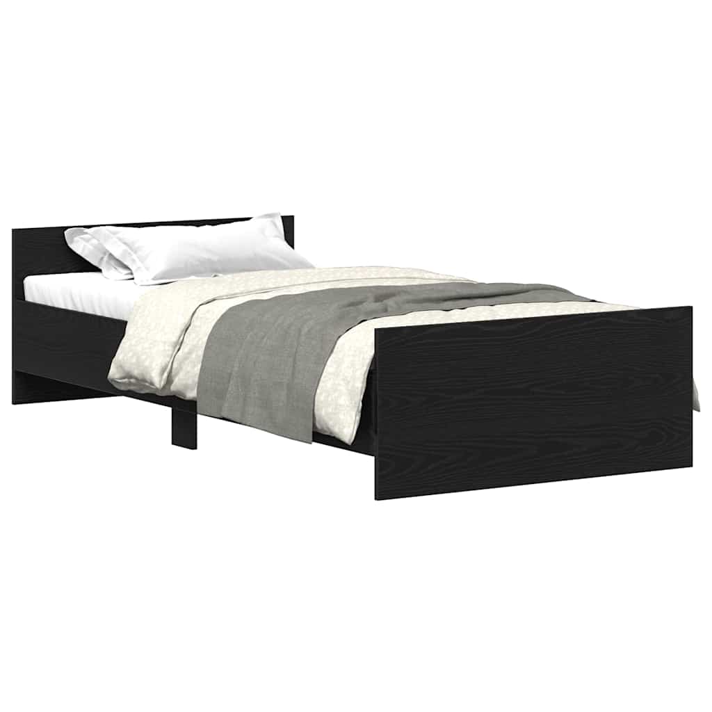 Bettgestell ohne Matratze Schwarz Eichen-Optik 90x200 cm