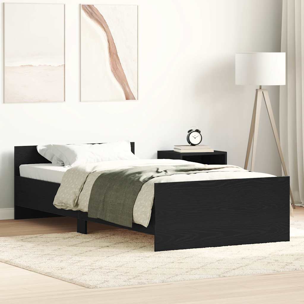 Bettgestell ohne Matratze Schwarz Eichen-Optik 90x200 cm
