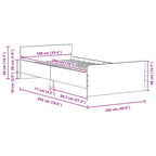 Bettgestell ohne Matratze Schwarz Eichen-Optik 100x200 cm