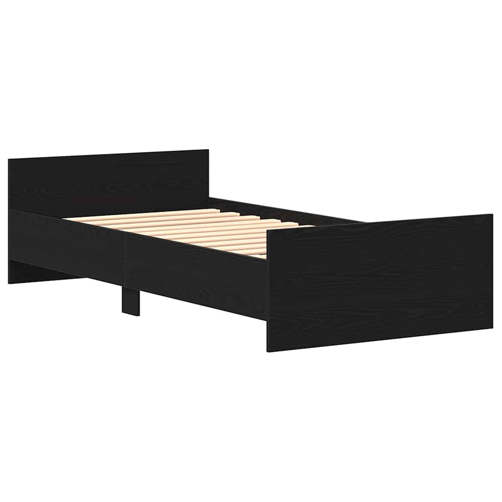 Bettgestell ohne Matratze Schwarz Eichen-Optik 90x190 cm