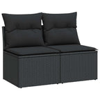 2-tlg. Garten-Sofagarnitur mit Kissen Schwarz Poly Rattan