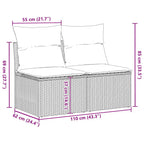 2-tlg. Garten-Sofagarnitur mit Kissen Schwarz Poly Rattan